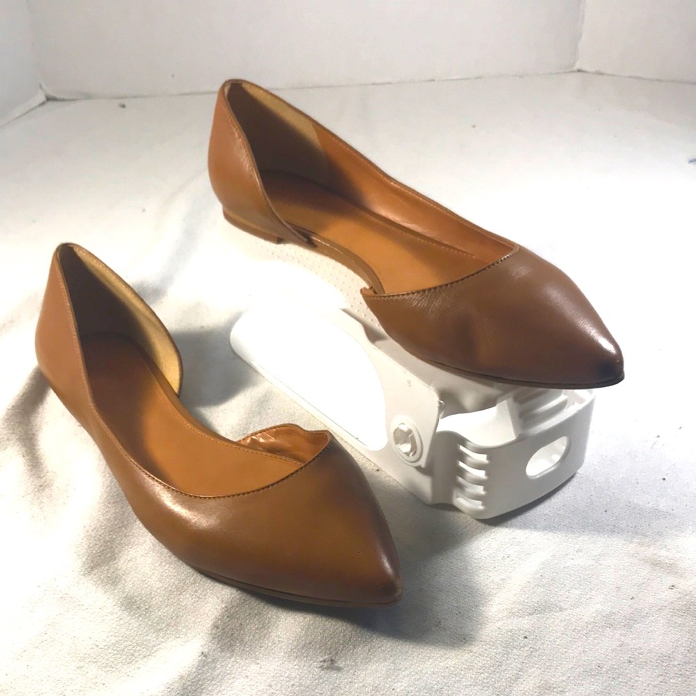 J Crew Classic D’Orsay Women’s Brown Leather Pointy Toe Slip On Flat Shoes 11